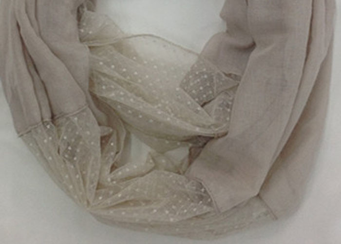 China factory direct supply embroider lace joint hin scarf 70*180cm 20%Cotton 80%Polyester neckerchief snoody