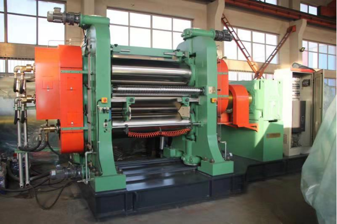 3 Roll Rubber Calender in Blue/Green for 4500mm Width and Production