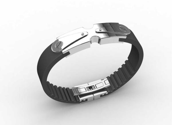 Top Quality Europe Fashion Stainless Steel Genuine Leather Silicone Bangle
