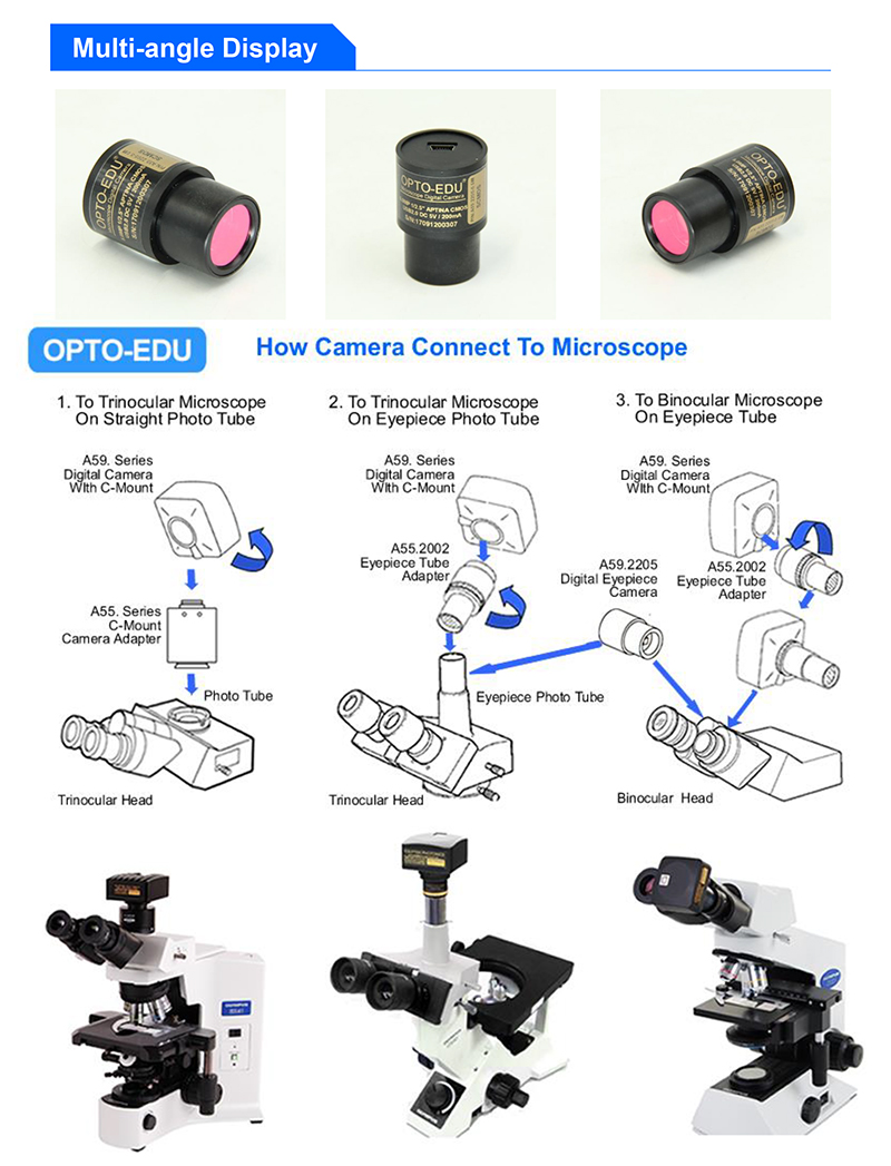OPTO EDU A59.2205 Microscope Accessories for Imaging and Precision Analysis in Scientific Research and Industrial