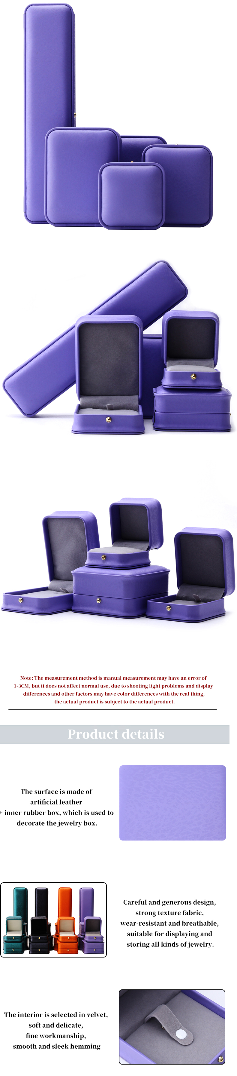 Eye Catching Purple Soft Velvet Jewelry Storage Box Package for Ring Pendant