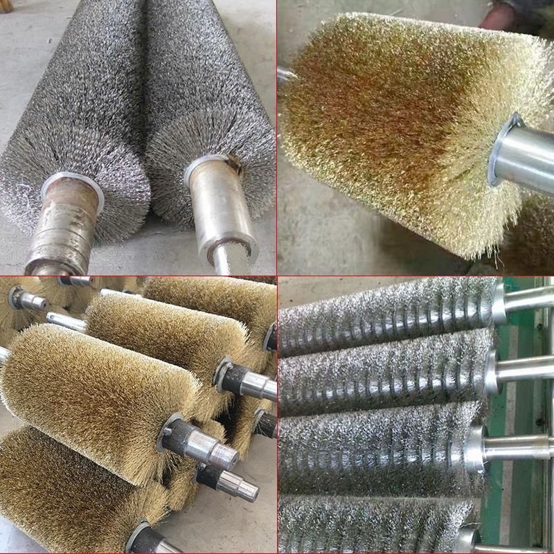 Metal Deburring Steel Wire Roller Sanding and Polishing Rust Removal Brush Stainless Steel & Brass Wire Bristle Material