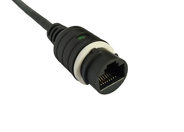 Black waterproof RJ45 male to female extension cable with LED indicator, OEM/ODM welcome