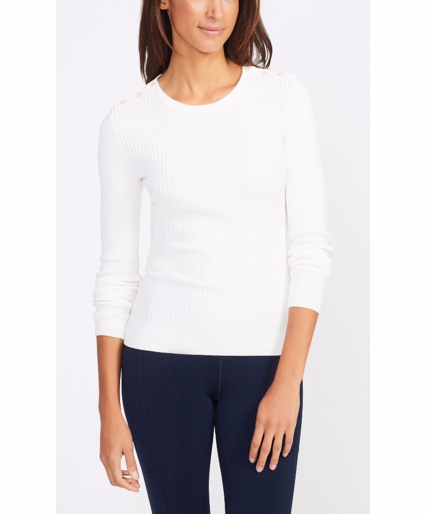 WOMEN'S 54% COTTON/44% MODAL/2% SPANDEX PULLER KNITTED RIB SWEATER