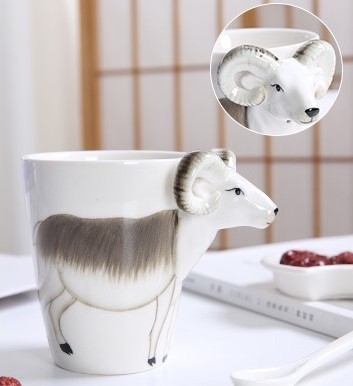 Three Dimensional Cattle 15 Ounce Painting Ceramic Mugs
