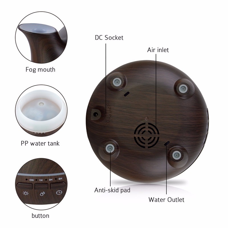 Ultrasonic 500ml Wood Grain Diffuser With Flower Arrangement Tank