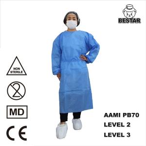 China Blue Disposable Lab Coat SPP Disposable Lab Gown  Jacket With Elastic Cuff on sale
