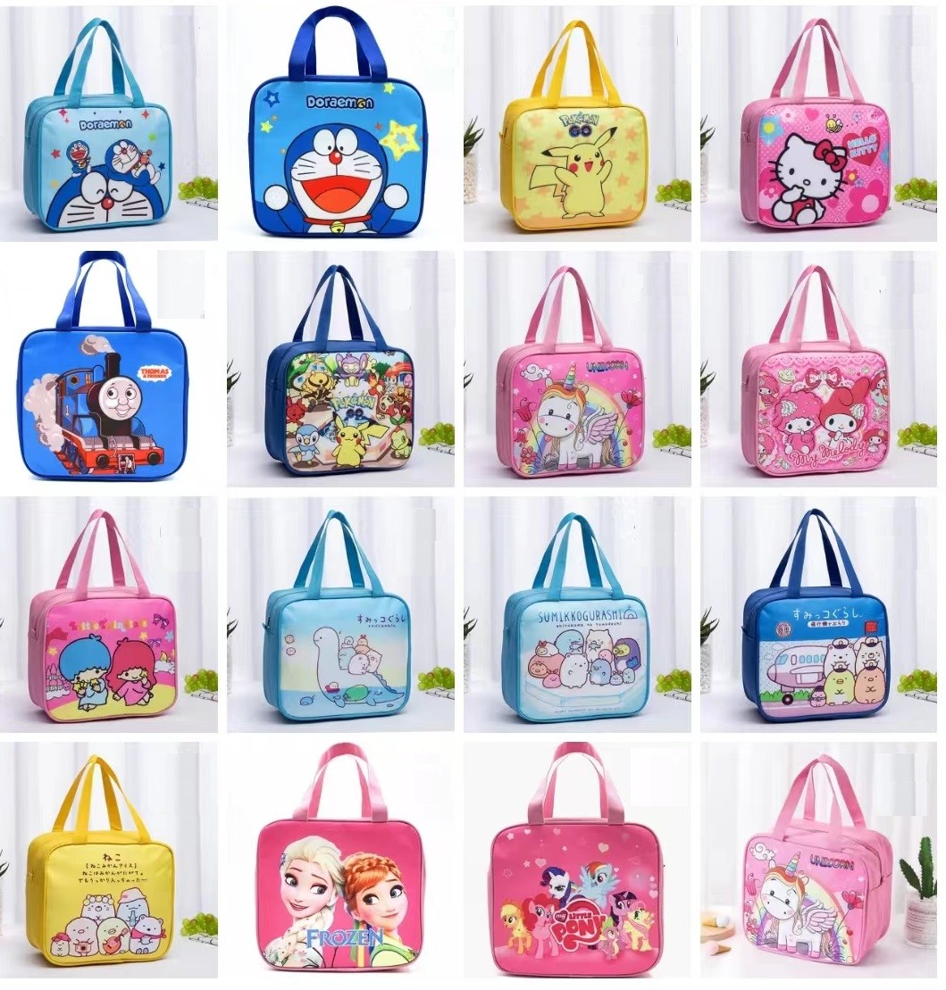 Cartoon Kids Lunch Cooler Bag Canvas Waterproof Lovely Thermal Insulated