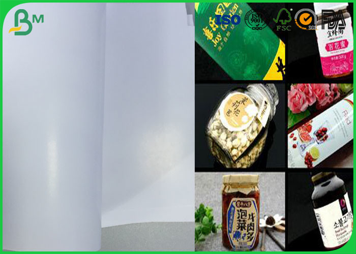 Roll Packing Gloss Couche Paper 100% Virgin Wood Pulp For Making Label / Wine Label