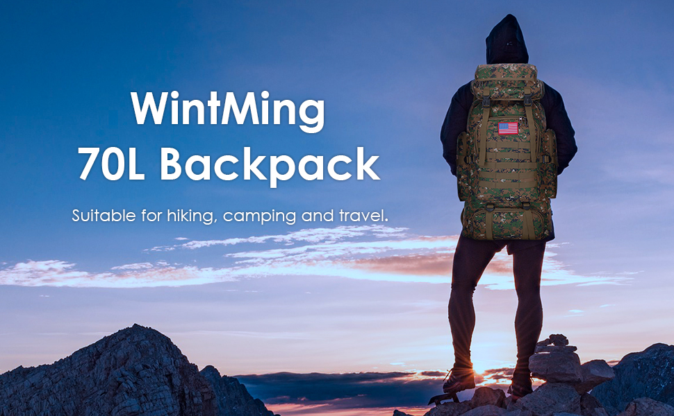 70l Camping Hiking Backpack Molle Rucksack Waterproof Travel Daypack