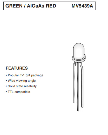 MV5439A Everlight LED Indication 3 Lead BICOLOR Solid State Lamps
