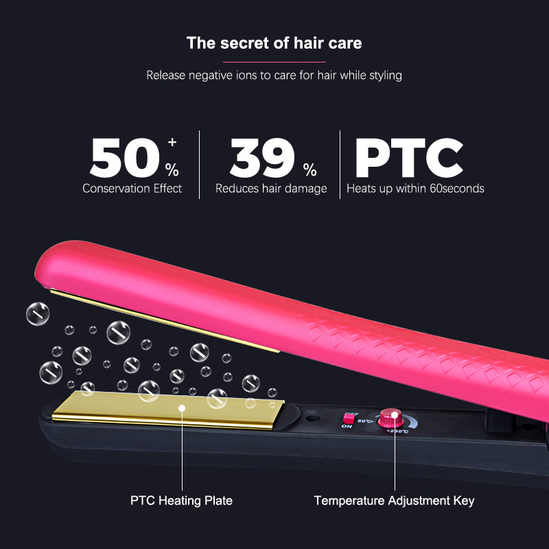 410F Ceramic Titanium Flat Iron 1 inch Rubber Handle with Private Label