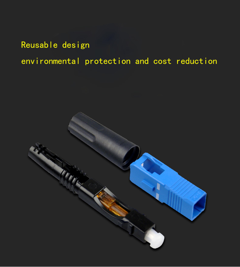 Factory Direct Sale OEM Fiber Optic Equipment FTTH Tools Embedded Singlemode 0.9 2.0 3.0mm Sc/APC Plastic Quick Fiber Optic Fast Connector