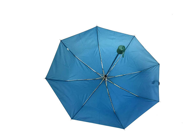 Blue Foldable Umbrella Metal Frame Super Light J Handle Manual Close Open