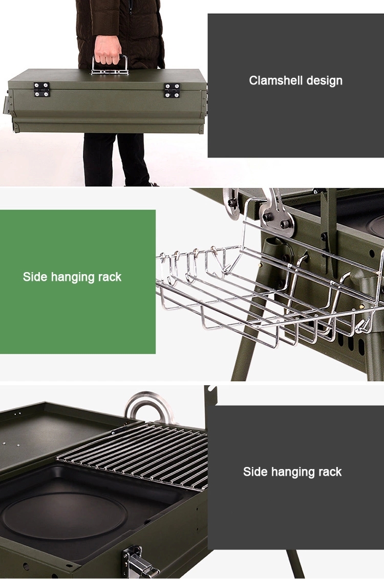 Chrome Plated Rotating Skewer Suitcase Grill Perfect for Camping and Outdoor Cooking