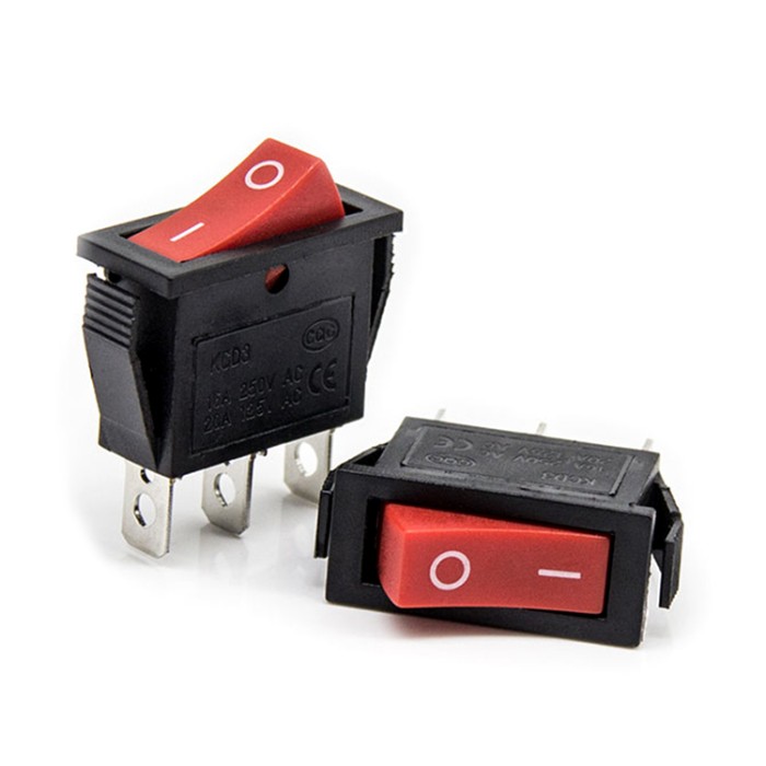 250V 16A OEM Lighted Black 3 Pins 2 Positon Rocker Switch