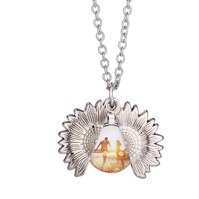 Blank Vintage Sublimation Sunflower Locket Necklace Jewelry For Sublimation