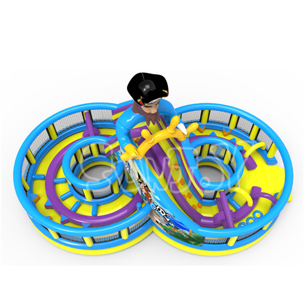 Curve Eight Pirate Race Jumping Castle Inflatable Obstacle Course