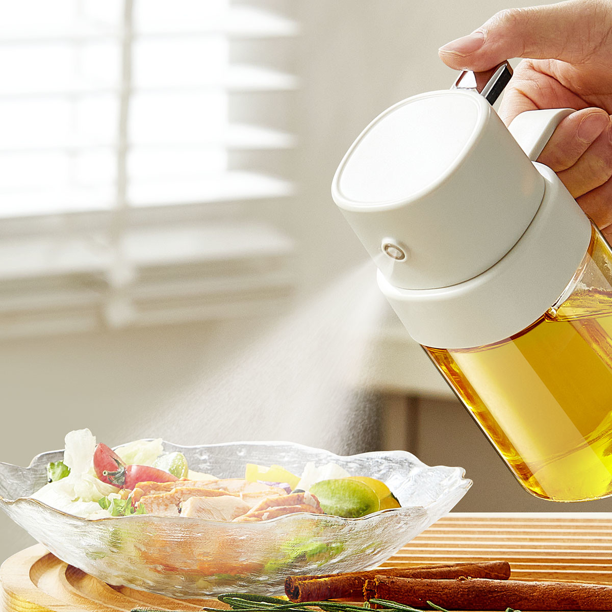 6.8 OZ 200ml Food-grade Glass Oil Bottle Olive Oil Sprayer for Cooking Air Fryer kitchen Outdoor BBQ and Camping