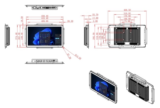 18.5-Inch Windows Display for Medical Devices and Public Terminals