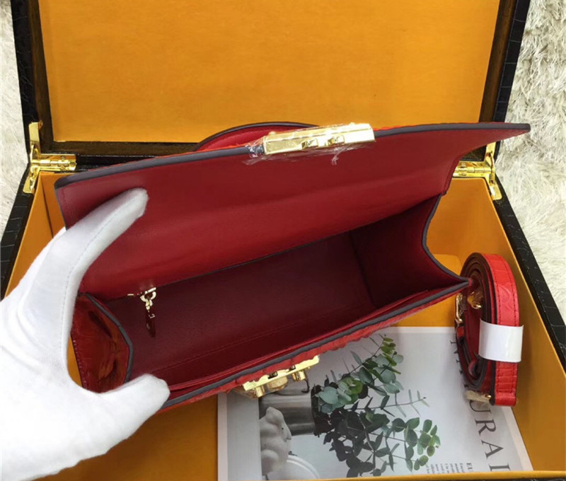 Genuine Alligator Skin Key Lock Closure Lady Small Handbag Authentic Crocodile Leather Women Flap Purse Shoulder Bag