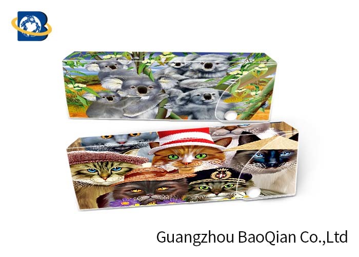 Cartoon Animal 3D Stationery Flip Effect For School , 3D Pencil Case