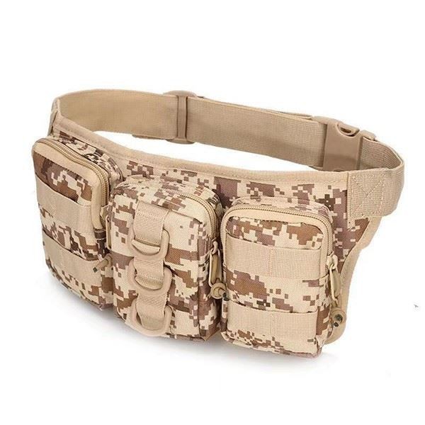 Military Camouflage Waist Bag Utility Belt with Water Bottle Holder Hiking Mountaineering Camping Riding Fish