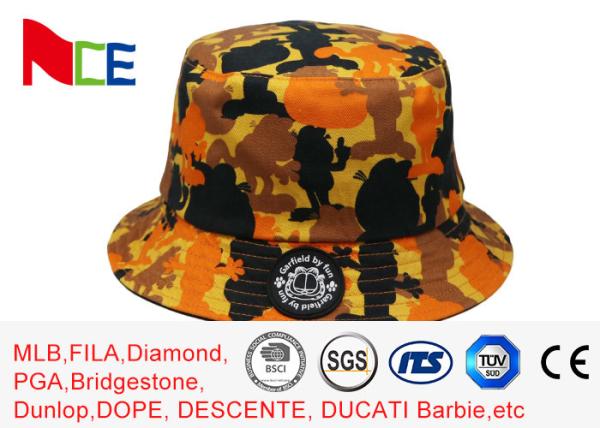 Quality FUN printing embroidery yellow camouflage adult fisher man bucket hat for sale