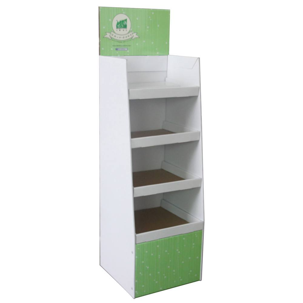 Floor Standing Tiered Cardboard Display Light Green Color Flat Packing