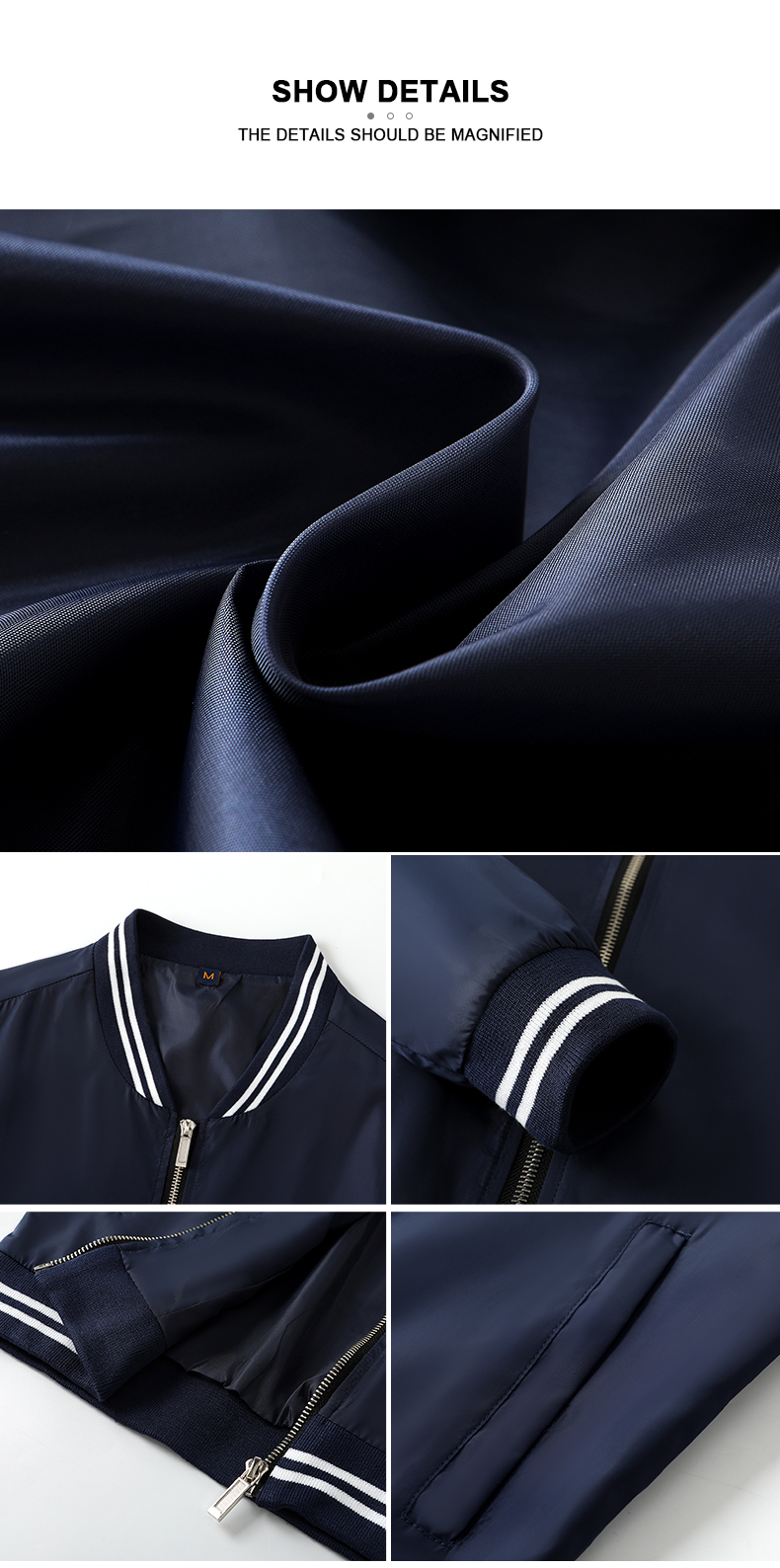 New Bomber Casual Jacket Men's Jacket Men Youth Double-sided Pilot Fattening Plus Size Stand Polyester Zipper Jacket Knitted