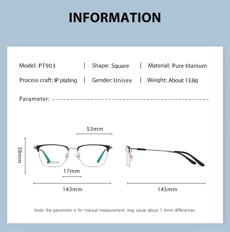 OEM Titanium Frame Glasses Anti Allerg Corrosion Resistant For Men