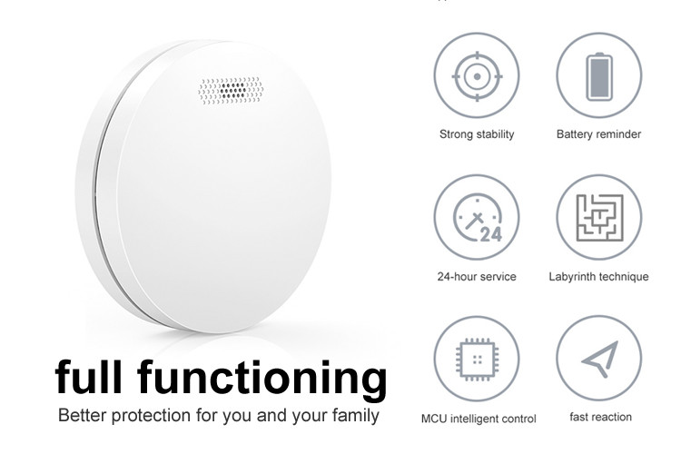 Photoelectric Sensor Smoke Alarm High Sensitivity Smoke Detector With Low Battery alarm