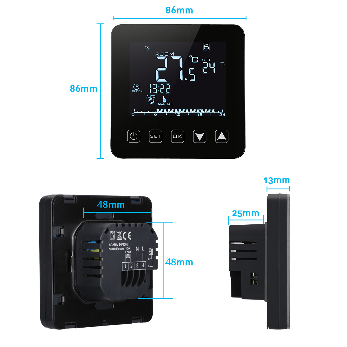 Motorcycle Programmable Room Thermostat Underfloor Heating Temperature Control