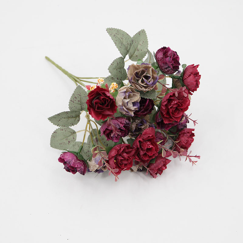 21 Diamond Roses, 7-Fork Autumn Rose Bundle Decoration, Wedding Home Decor, Fake Flowers