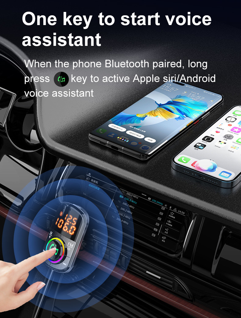 Car Air Vent Mount Bluetooth FM Transmitter PD QC USB Charger