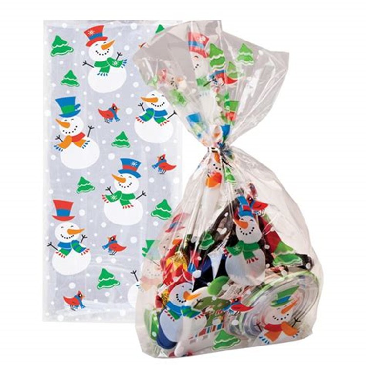 Hot Sale Best Wishes Christmas Candy Bags Plastic Gift Bags Treat Bag