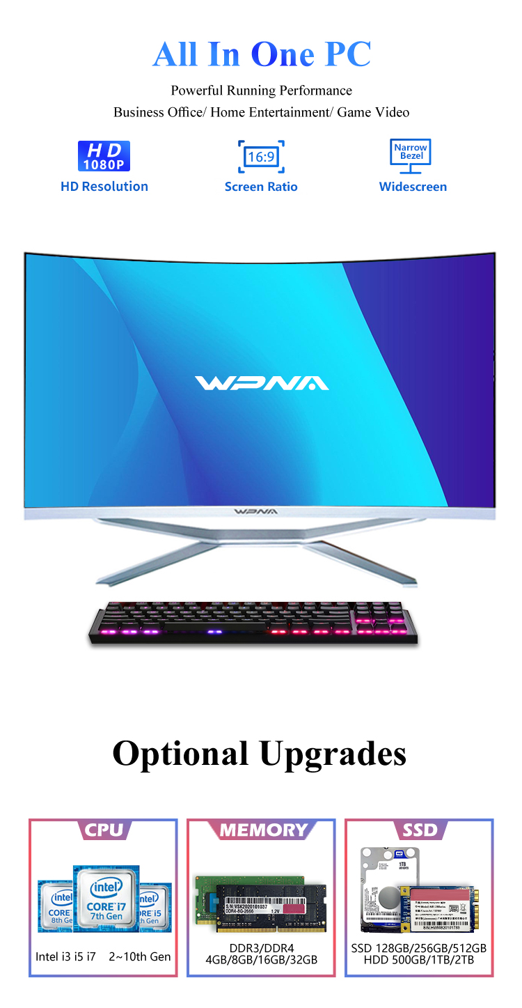 27 Inch All In One Gaming PC with No CD ROM Optical Drive Type and 4g/8g DDR3 Optional