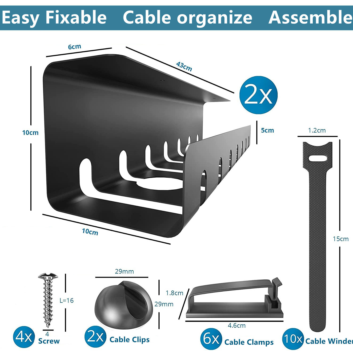 Stylish Cable Management Tray for Home Office Computer Desk Cable Hider in Living Room