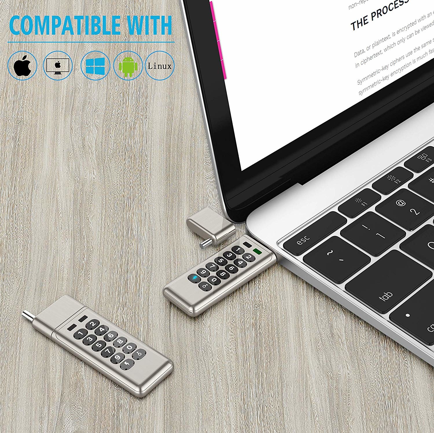 Military Level AES 256-bit Standard Encrypted USB Drive, with Hardware Encryption Chip,Metal Shelled,32GB