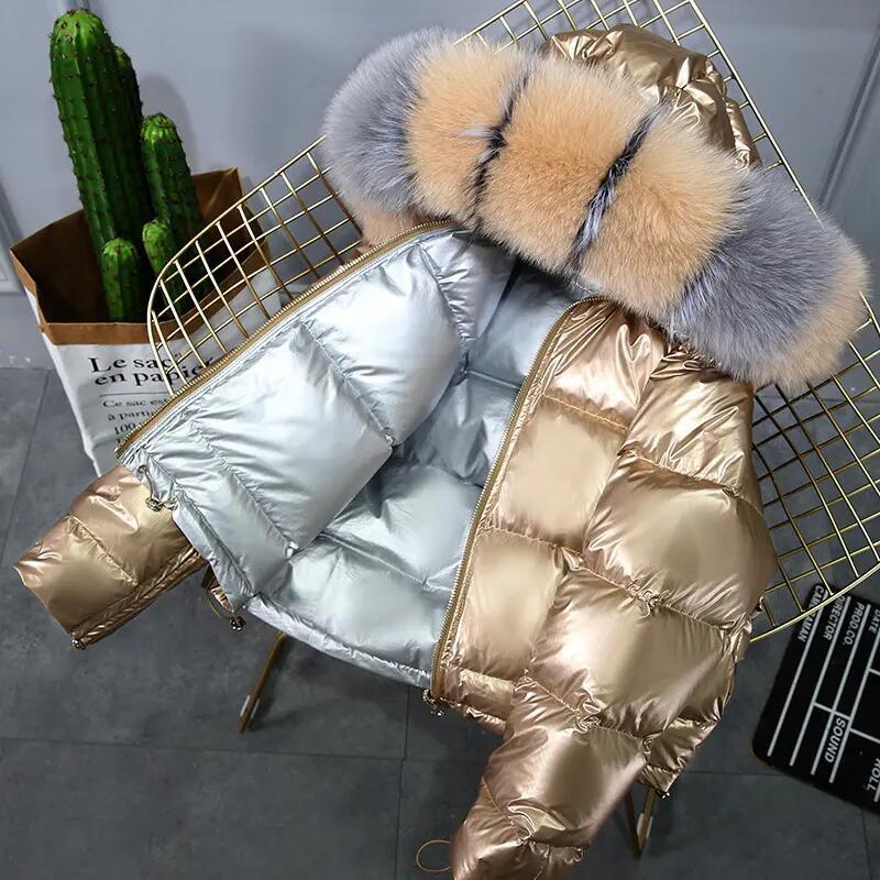 Fox Fur Collar Down Jackets Bubble Coats Women Short Coats for Ladies Puffer Jacket Winter Coats Women
