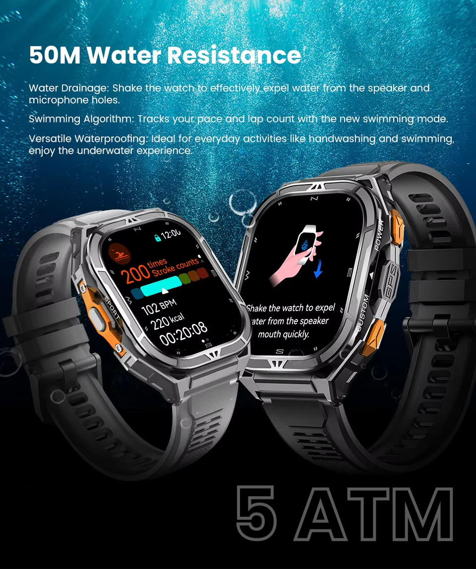 X5 Smartwatch Heart Rate Blood Oxygen BT Call Voice Assistant GPS Positioning