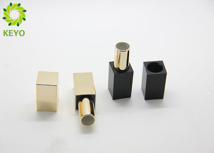 Square Black Gold Color Plastic Empty Magnetic Lipstick Tube Container 5g