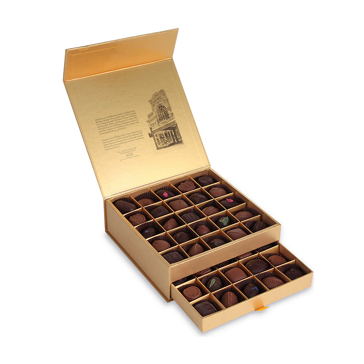 CMYK Chocolate Packaging Boxes Magnetic Closure With Plastic Inserts Tray And Dividers
