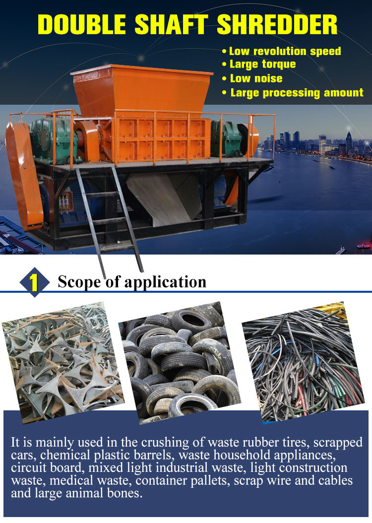 Easy Operation Double Shaft Shredder Machine For Waste Mattress / Rubber Foam