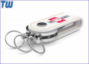 Leather Key Ring Buckle 16GB USB Flash Drive Swivel Metal Cover