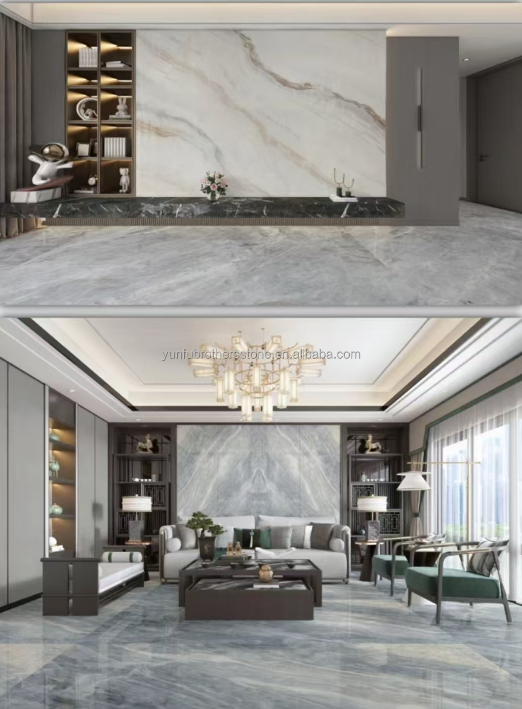 Popular Space Grey Marble Big Slab for Modern Light Gray Stairs in House and Hotel