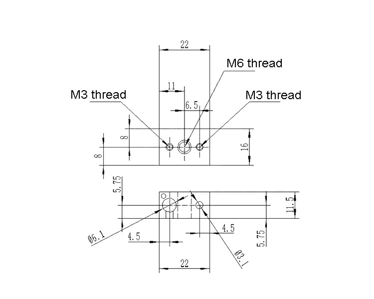 M3 16mm*22mm*12mm High Temperature Copper Heat Block E3D Heat Block