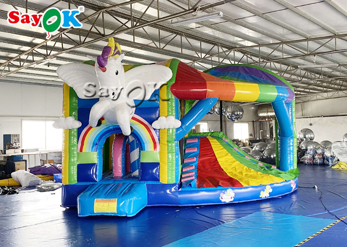 Outdoor Playground Pvc Rainbow Inflatable Unicorn Bouncy Castle