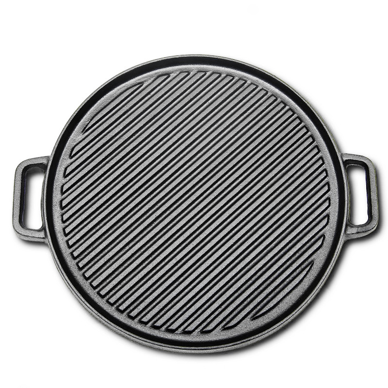 Cast Iron Flat Fry Stovetop Grill Pan Reversible Roasting Non Stick BBQ Grill Griddle Pan