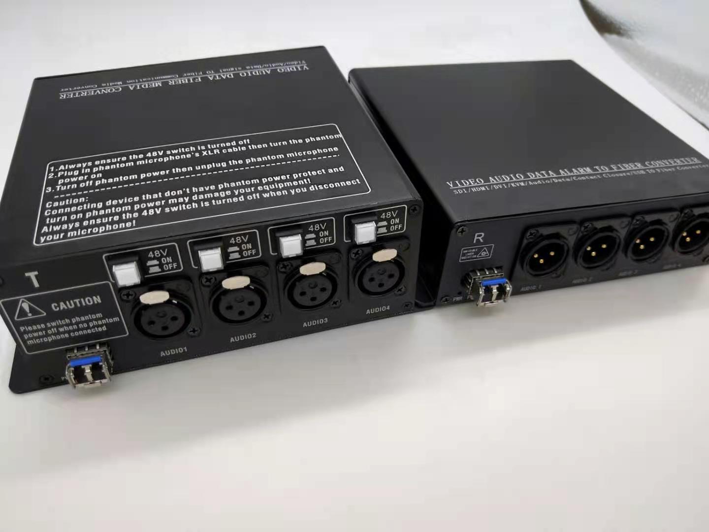 Digital xLR to fiber optic converter With Switchable 48V Phantom Power Supply